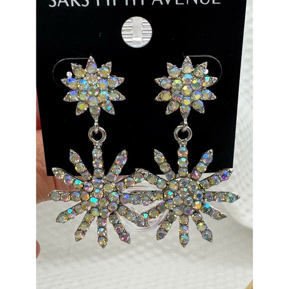 Saks Fifth Avenue Crystal Starburst Drop Earrings – Statement Sparkle! - Picture 6 of 7
